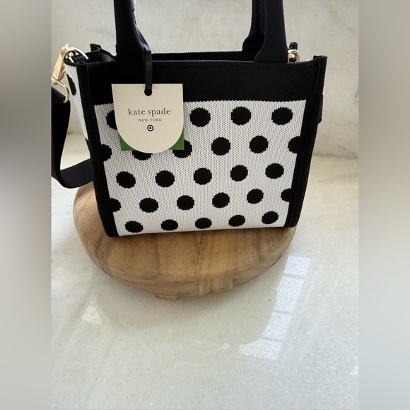 NWT • Kate Spade x Target Poka Dot Black & White Knit Crossbody Bag - Picture 12 of 16